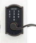 Aged Bronze Electric Touch Screen Entry Lock With Camelot Lever, Refurbished Like New, Steel Construction, Keyless Entry