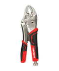 Locking Pliers With Curved Jaw, 10 Inch, One Handed Operation, Easy Release, Bi Material Grips, Heat Treated Alloy Steel, Adjustable Screw Controls Jaw Opening And Locking Pressure, Heavy Duty Hand Tool