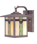 Vintage Tiffany Style Outdoor Wall Light With Stained Glass Shade For Hallways And Balcony Vibe Classic Exterior Wall Sconce Lighting E27 Socket 110V 23 By 28 By 20 Cm, frontal view