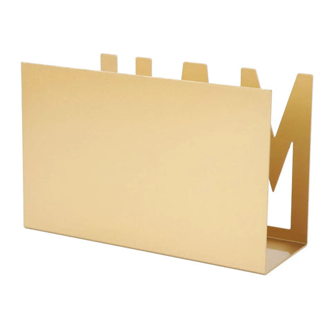 Sturdy Metal Desk Mail Organizer With Stylish Hollow Cutout For Bills, Letters And Papers Gold Finish Office Supplies Durable Iron Construction