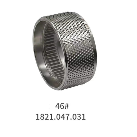 Top Shelf Heavy Duty Tension Pulley Front Tooth Wheel 1821047031 showing heavy-duty steel design, used for Orgapack ORT260 machines.
