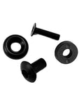 Four Set Release Screw Kits For Leatherwork, Woodworking, And Metal Applications, Rock Solid Screws Delivering A Tight Grip For Sheaths, Holders, And DIY Projects. Black metal 4-piece screw set.