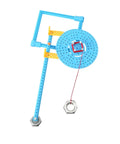 Pendulum Physics Kit For Kids And Teens, Hands On STEM Toy Set featuring blue frame, circular wheel, and weight on a string