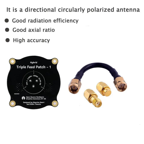 5.8GHz Triple-Feed Patch Antenna With 9.4dBi Beefed-Up High Gain, Directional Circular Polarization LHCP RHCP, 50 Ohm SMA Terminator, Built For FPV Racing Drones Like Eachine EC800D with terminator and cable