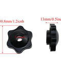 Ergonomic T Track Knob Kit With Galvanized Screws Nuts And Washers Set Of 6 shown with side and top view dimensions