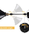 Plug In Wall Sconces Two Pack With Swing Arm, Dimmable Rotary Dimmer Switch, Black Metal Vintage Industrial Lighting adjustable angle