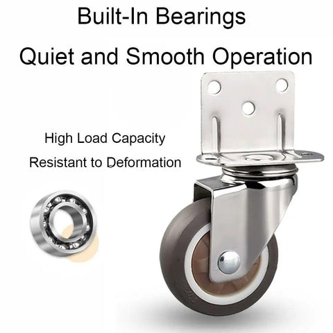 8 Pack 360 Degree Lockable Swivel Caster Wheels For Light Duty Furniture Renovation Floor Protection Chrome Bracket
