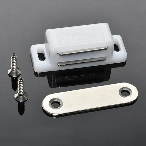 12 Pack Beefy Magnetic Cabinet Door Catches For Kitchen And Bathroom White 15 Lb Strong Pull Closures With Screws Included