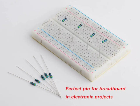Resistor Kit 1460 Pieces With 73 Values Of 20 Each, From 1 Ohm To 1 M Ohm, 0.25W 1% Metal Film, breadboard demonstration