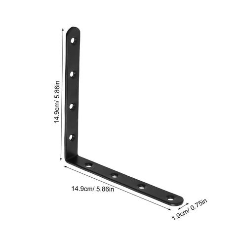 Beefy 4 Pack Heavy Duty Mending Plates Straight Brackets for Wood Furniture Repair showing size and black finish