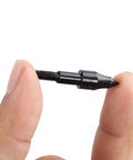 Close-up of Pro Grade 100 Grain Field Points for target practice, stainless steel screw-in tip, held between fingers.
