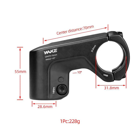 10 Degree 31.8mm 70mm Bike Stem For Mountain Road MTB And BMX Lightweight CNC Aluminum 6061 T6 Handlebar Riser