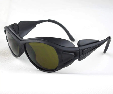 Kickass IR Infrared Laser Safety Glasses With OD4 Plus Protection For Fiber Laser Welding Engraving And Cutting Equipment Compatible With 850Nm 980Nm 1064Nm YAG Machinery side view with dark green lenses