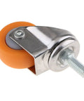 Universal Heavy Duty Swivel Furniture Casters With Non Marking Polyurethane Trolley Wheels, orange wheel with metal bracket, ideal for office seating.