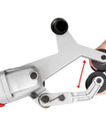 Close-up of Pro Grade Stainless Steel Pipe Belt Sander Polisher With 110V 800W Power, showing belt adjustment mechanism.