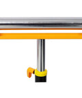 Close-up of Heavy Duty Roller Stand Shop Workhorse chrome roller and height adjustable pole, ideal for woodworker projects.