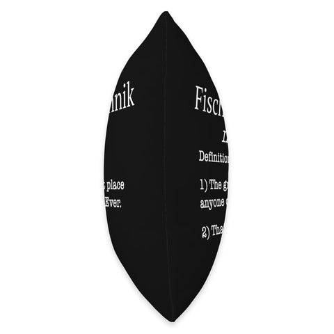 Funny Fake Definition Throw Pillow Skier Souvenir From A German Ski Town Perfect Gift For Ski Trips Snowboard Crew Or Cozy Lodge Decor For The Whole Family black spun-polyester pillow, side view