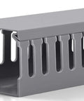 Pro Grade Cable Management Raceway Kit for Server Racks, 95In Total Open Slot PVC Wire Hider, side view of gray PVC section