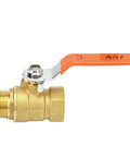 Built Like A Tank 3/4 Inch Brass Ball Valve Plumbing Shut Off High Flow Water Line Fitting Corrosion Resistant Heavy Duty Pipe Connector For Reliable Home Use, shown with orange handle.