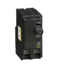 QO 100 Amp Two Pole Circuit Breaker With Plug On Design for 120 240 VAC easy install in black casing with labeled switch.