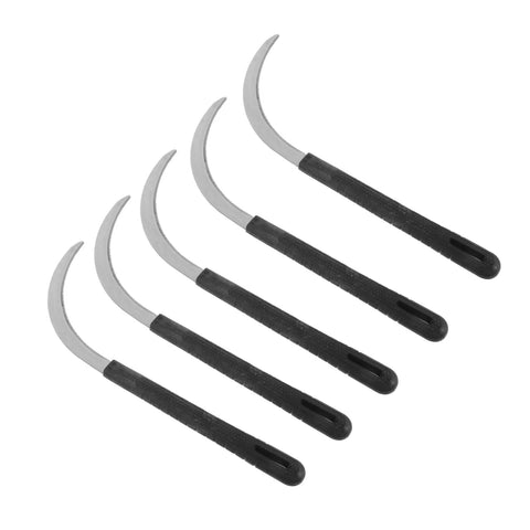 Five Piece Rustproof Garden Sickle Set For Weeding And Harvesting With Comfortable Grip Handles All In One Tools.