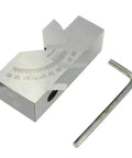 Versatile Adjustable V Block With Precision Scales That Let You Nail 90 Degrees Or Customize Angles From Zero To Sixty For Smooth CNC Milling and a hex key alongside.
