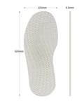DIY Rubber Sole Replacement Kit For Shoes, Easy Install With Low Arch Comfort And Cushioned White Soles, Unisex Replacement sole shown with dimensions