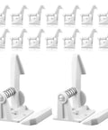 16 Pack Childproof Cabinet And Freezer Locks, Easy To Install ABS Material Baby Proof Latch, shown with latches and mounts.