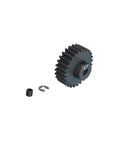 27T Mod 1 Safe D5 Pinion Gear for RC Cars ARA311057, steel pinion gear with set screw and clip, ideal for extreme RC runs