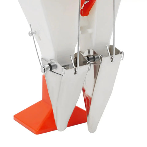 Easy To Use Manual Vegetable Seeder And Fertilizer Tool, Handheld Garden Planter, metal and plastic components close-up.