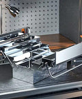 Built Like A Tank Knock Around Durable Foldable Stainless Steel Toolbox Set With Three Layer Compartments for organized tool storage.