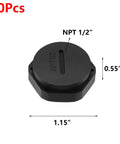 Nylon Closure Plug Set 10 Pcs NPT Half Inch Black Weatherproof Nonmetallic Round Cover
