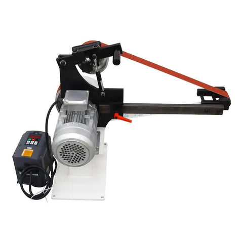 Straight Fire Heavy Duty Belt Sander Grinder With 71 Inch Sanding Belt And Three Grinding Wheels For Metal Polishing Smooth Operator featuring motor and sanding belt setup.