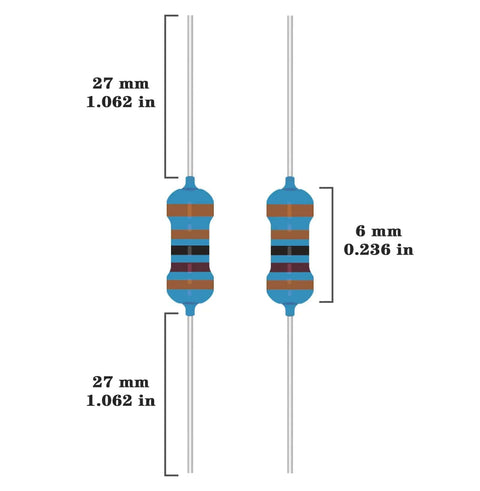 1/4W Metal Film Resistor Assortment Kit With Fifty Values From 0 Ohm To 10 M Ohm, One Percent Tolerance, Common Fixed Resistors