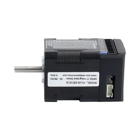 Integrated Closed Loop Stepper Motor With 0.3Nm Torque And 14 Bit Encoder, 20 To 36VDC Power, High Precision Industrial Motion Control, Plug And Play Kit, Includes 10 Units, side view