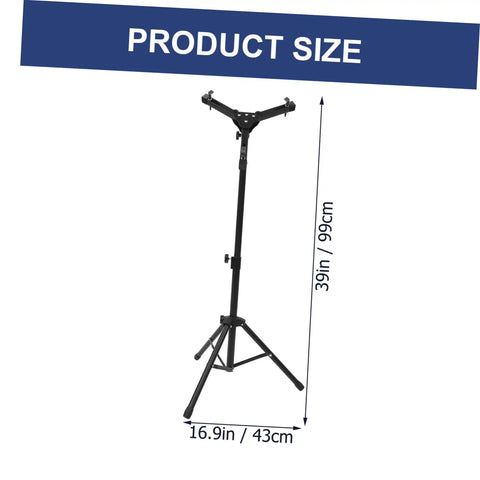 Adjustable Snare Drum Stand With Practice Pad Mount Alloy Build designed to stay solid on stage, dimensions 39in by 16.9in.
