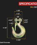 G70 Clevis Slip Hook With Latch 6600 Lbs Working Load Limit Heavy Duty Safety Chain Hook specifications and dimensions
