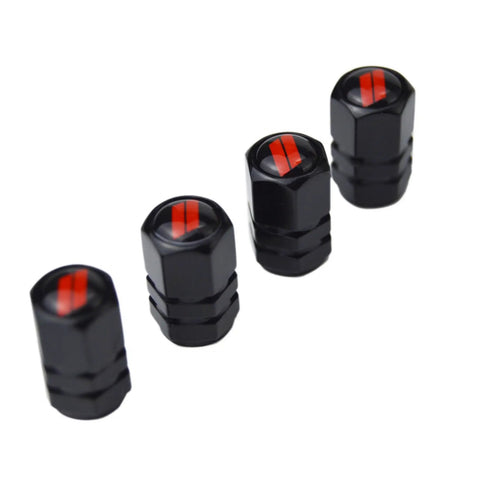 Dodge Valve Stem Caps Set Of 4 With Aluminum Alloy Cap Trim And Resin Emblem 360 Degree Rotating Tire Valve Covers Durable Auto Accessory