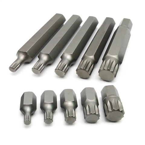 Chrome Vanadium Socket And Wrench Auto Repair Combo Kit Builds Tough Grabs Rusty Bolts Ready To Roll In The Garage Marked Sizes with various hex tool bits.