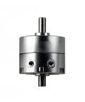 Real Deal Slick Pneumatic Rotary Actuator Vane Cylinder 30mm Shaft High Torque Smooth Rotation Valve Control Gear Mechanism from the front view.