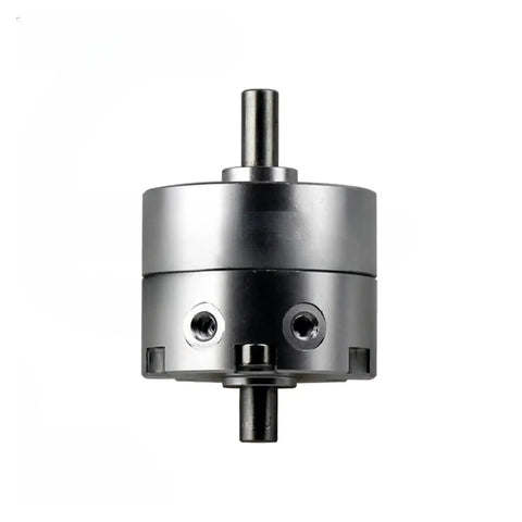 Real Deal Slick Pneumatic Rotary Actuator Vane Cylinder 30mm Shaft High Torque Smooth Rotation Valve Control Gear Mechanism from the front view.