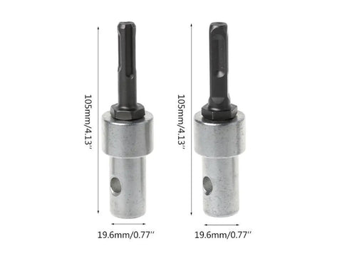 Pro Grade Round Shank Auger Power Drill Adapter For Earth Augers Converts Electric Drills, shown with measurements.