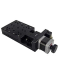 Motorized Linear Stage Built Right For Dead Nuts Precise Translation Platform with black anodized aluminum for heavy duty lab use.