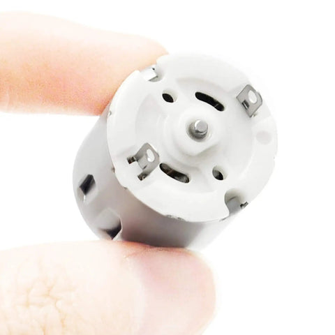 Close-up of one motor from Five Pack Mini DC Motors 1 To 6 Volt High RPM 5000 To 20000 For DIY Toys Science Projects RC Boats Planes Drones