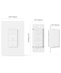 Dimensions of Smart Ceiling Fan Controller And Dimmer Light Switch 2 Pack No Fuss Setup Requires Neutral Wire 2.4GHz Wi Fi Single Pole
