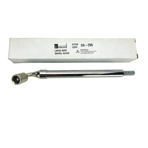 GA-255 Large Bore Swivel Foot Air Gauge With 360 Degree Swivel, 10 To 150 Psi, Nickel Plated Brass visible with packaging