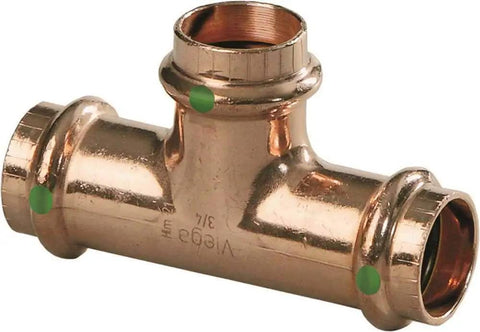 ProPress Zero Lead Copper Tee Three Quarter Inch By One Half Inch By Three Quarter Inch P x P x P Five Pack Fast Watertight Push Connect Fittings For Wet Installations Maintenance And Repair