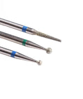 3 Piece Cuticle Cleaning Carbide Nail Drill Bits With Diamond Rotary Burrs For Electric Nail File Ball And Needle Heads Three Thirty Second Inch Shank