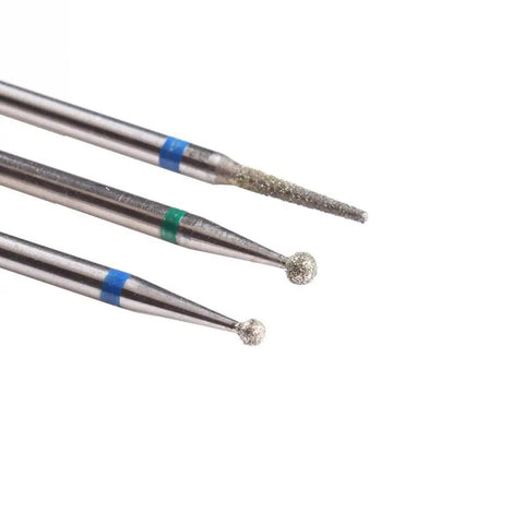 3 Piece Cuticle Cleaning Carbide Nail Drill Bits With Diamond Rotary Burrs For Electric Nail File Ball And Needle Heads Three Thirty Second Inch Shank