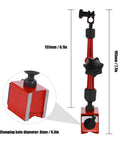Pro Grade Dial Indicator With Magnetic Base Stand Dial Bore Gauge And Micrometer Tool Set For Precision Shaft Runout Shaft Thrust And Gear Backlash Measurement High Sensitivity Durable Gear Racks Easy To Use In Machine Shop Auto And Manufacturing, red magnetic base, 155mm, 8mm clamp